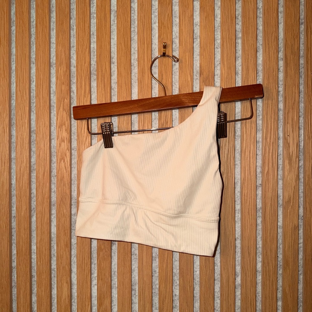Lululemon Shimmery, off-white One-Shoulder Sports Bra